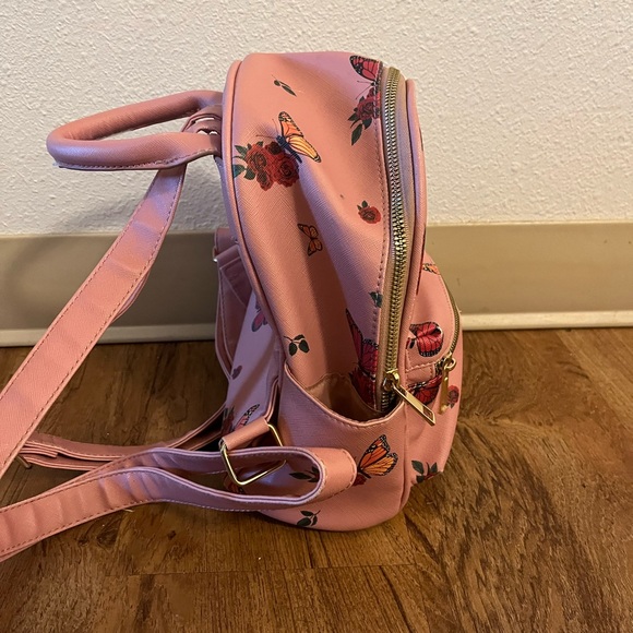 Pink Butterfly Print Backpack - Picture 2 of 4